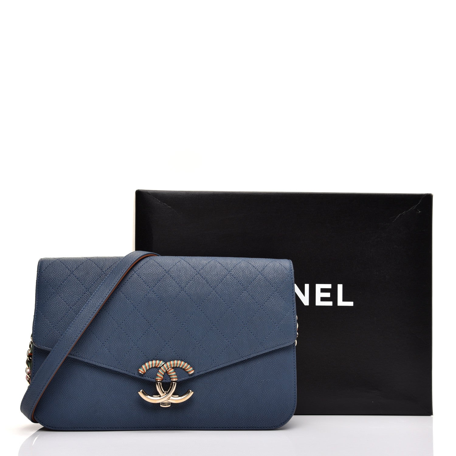 Chanel Grained Calfskin Quilted Cuba Flap Blue 11 of 11