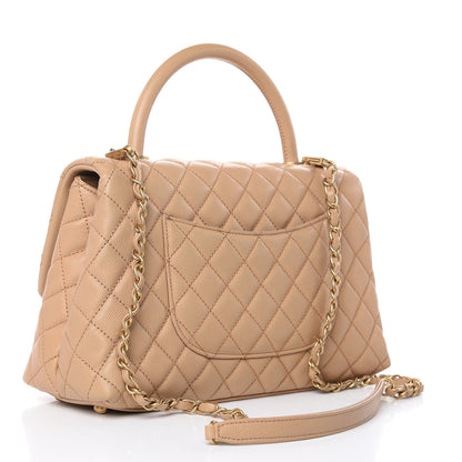 Chanel Caviar Quilted Small Coco Handle Flap Beige 3 of 11