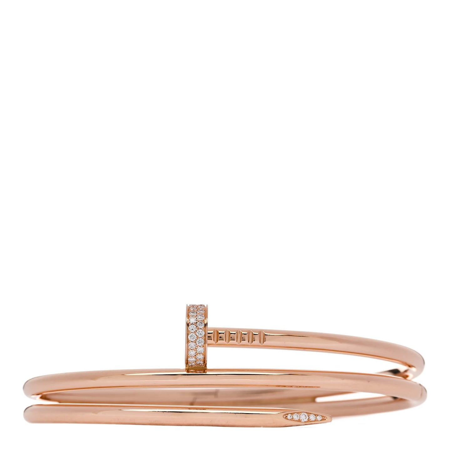 18K Pink Gold Diamond Double Wrap Juste Un Clou Bracelet 19