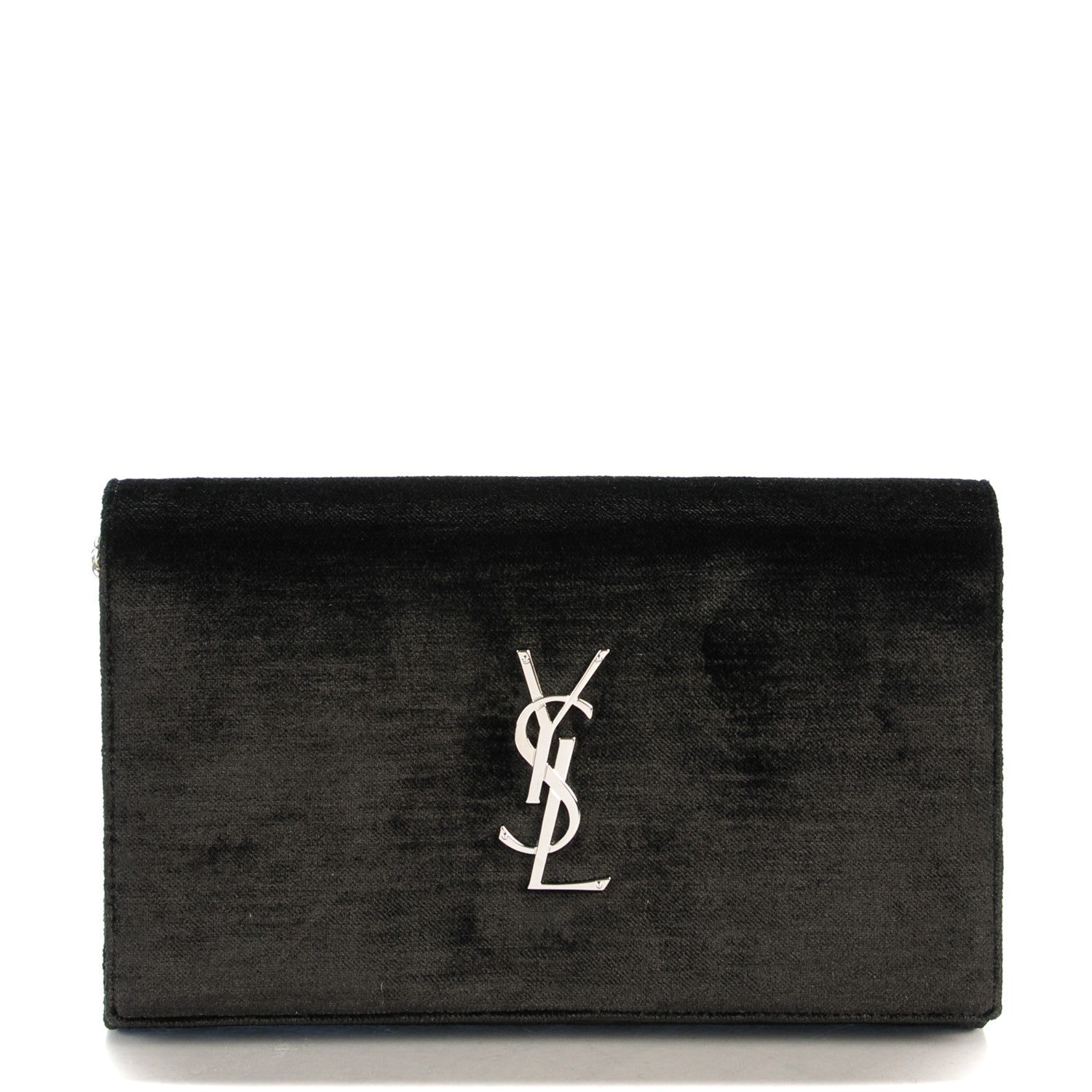 Saint Laurent Velvet Monogram Chain Wallet Black 1 of 7