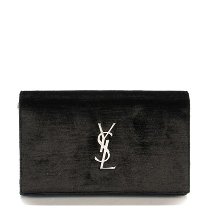 Saint Laurent Velvet Monogram Chain Wallet Black 1 of 7