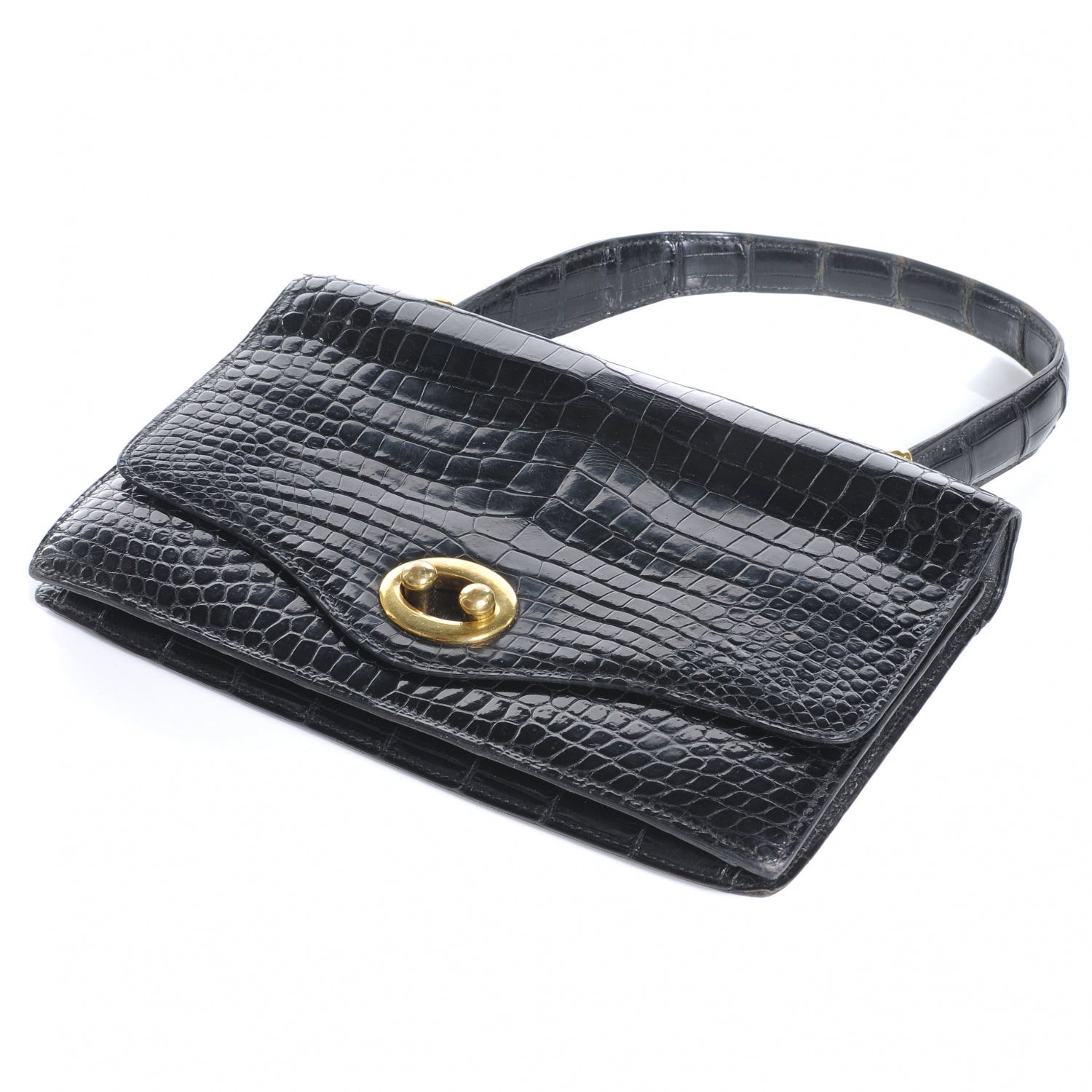 Hermes Porosus Crocodile Boule Handbag Black 4 of 6
