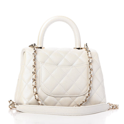 Chanel Iridescent Caviar Quilted Extra Mini Coco Handle Flap Ivory 3 of 10