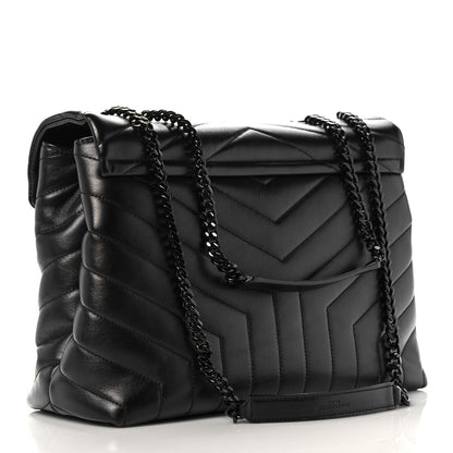 Saint Laurent Calfskin Y Quilted Monogram Medium Loulou Chain Satchel Black 2 of 10