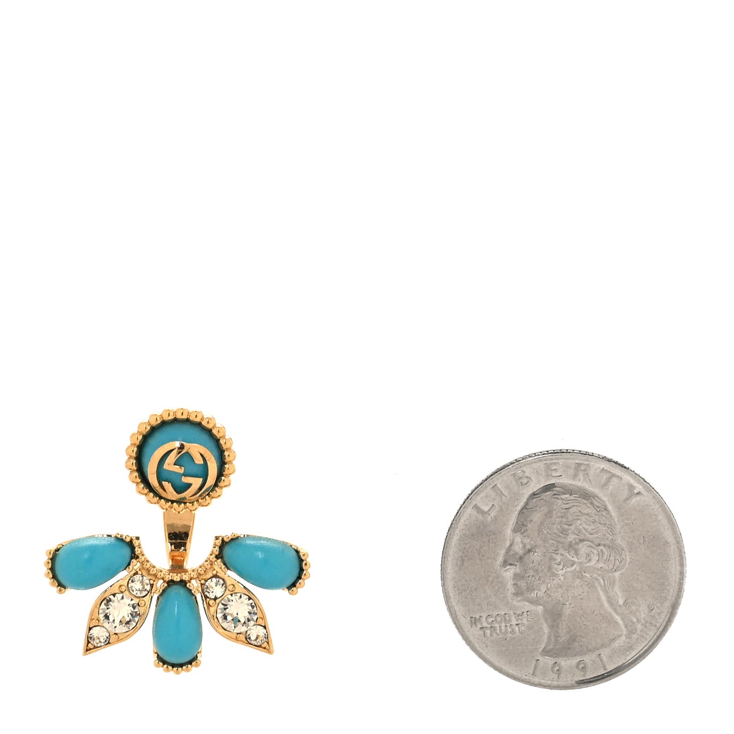 Resin Crystal Single GG Earring Turquoise Gold