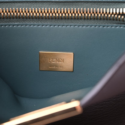 Fendi Vitello Large Peekaboo Iconic Essentially Satchel Brown Light Blue 8 of 16