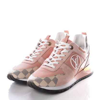 Louis Vuitton Suede Damier Azur Run Away Sneakers 40 Pink 2 of 8