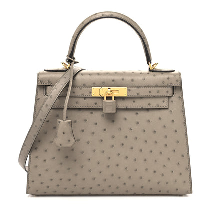Hermes Ostrich Kelly Sellier 28 Gris Tourterelle 1 of 13