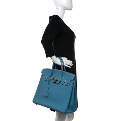 Hermes Togo HAC Birkin 40 Blue Jean 2 of 12