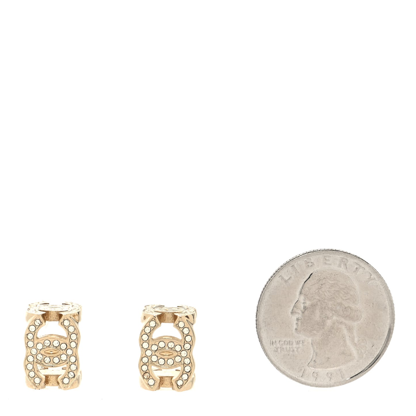 Crystal CC Hoop Earrings Gold