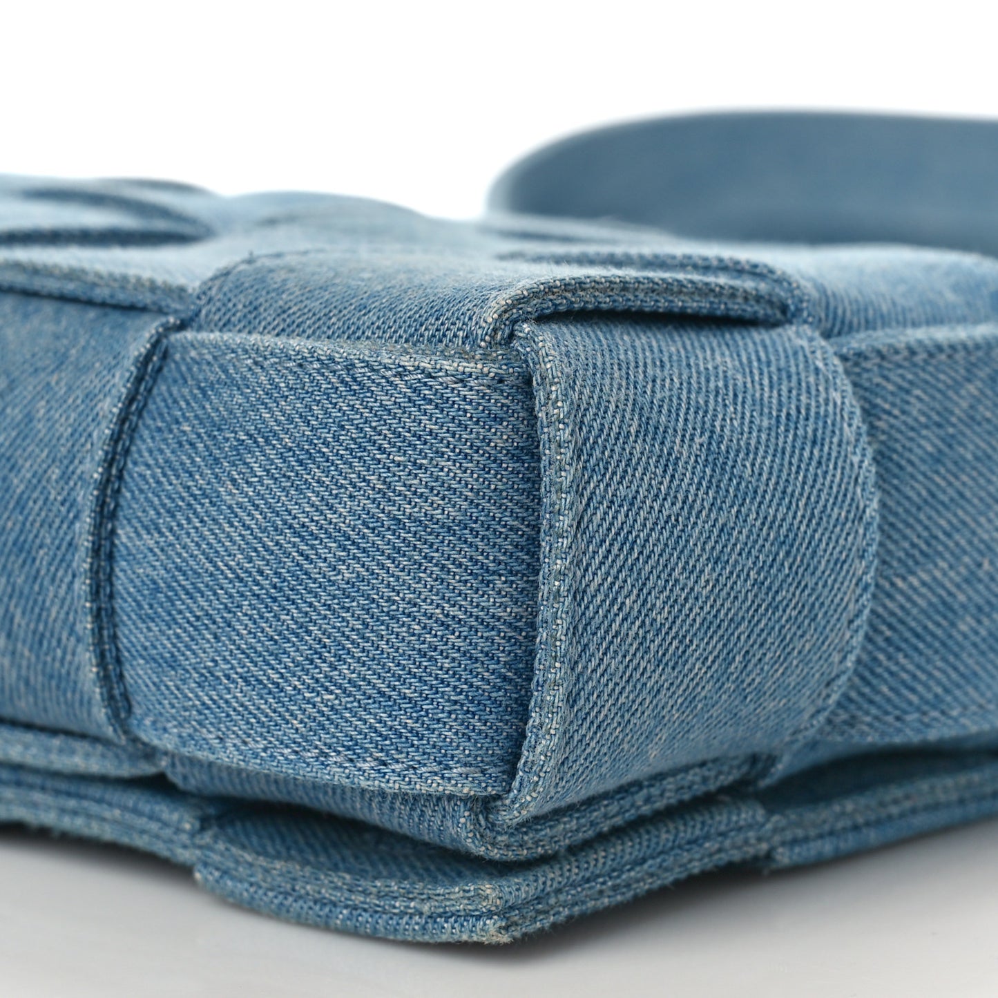 Denim Maxi Intrecciato Cassette Crossbody Bag Washed Indigo