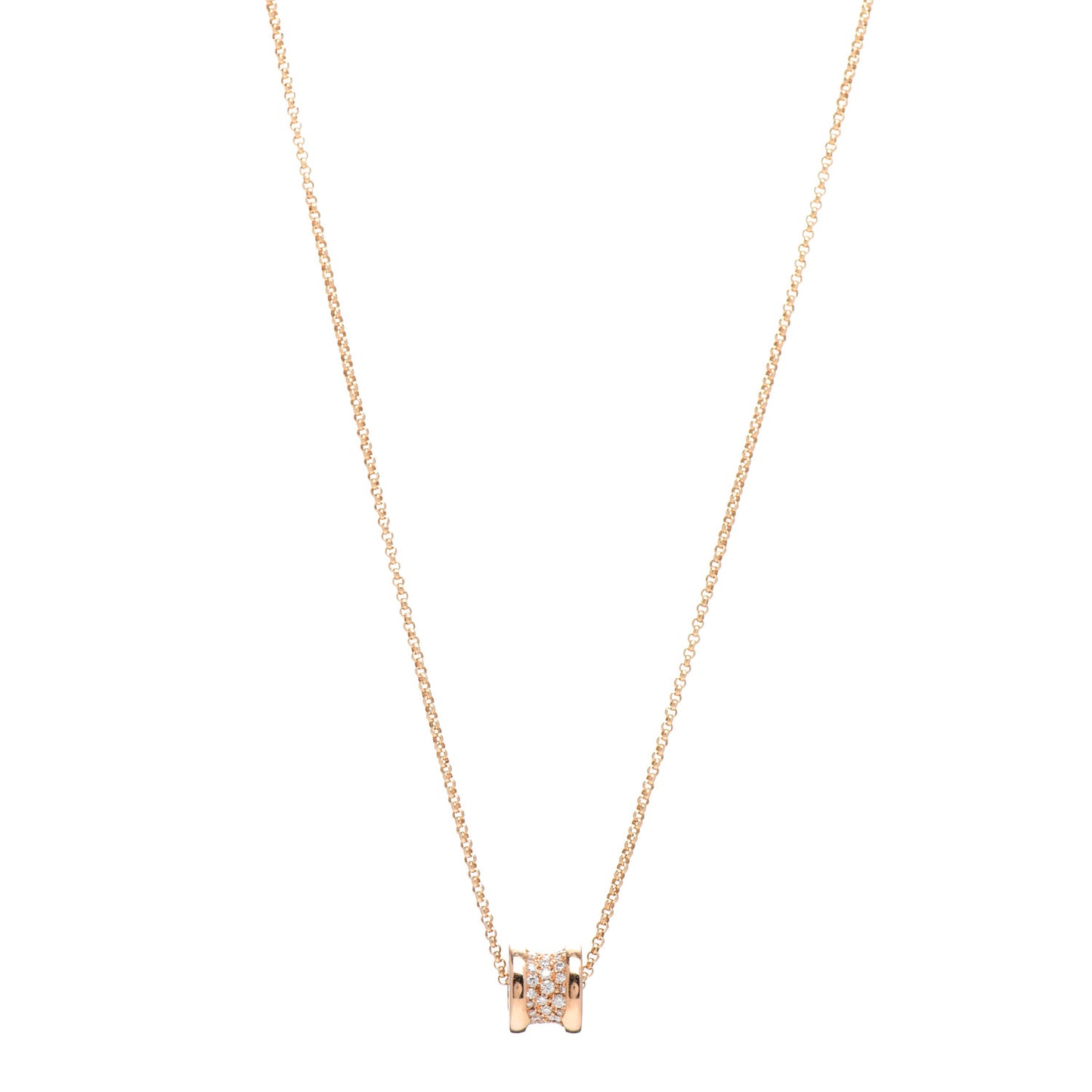 18K Rose Gold Diamond Small B.Zero1 Pave Pendant Necklace