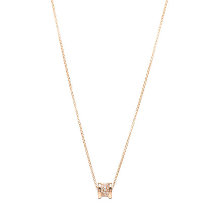 Bulgari 18K Rose Gold Diamond Small B.Zero1 Pave Pendant Necklace 1 of 5