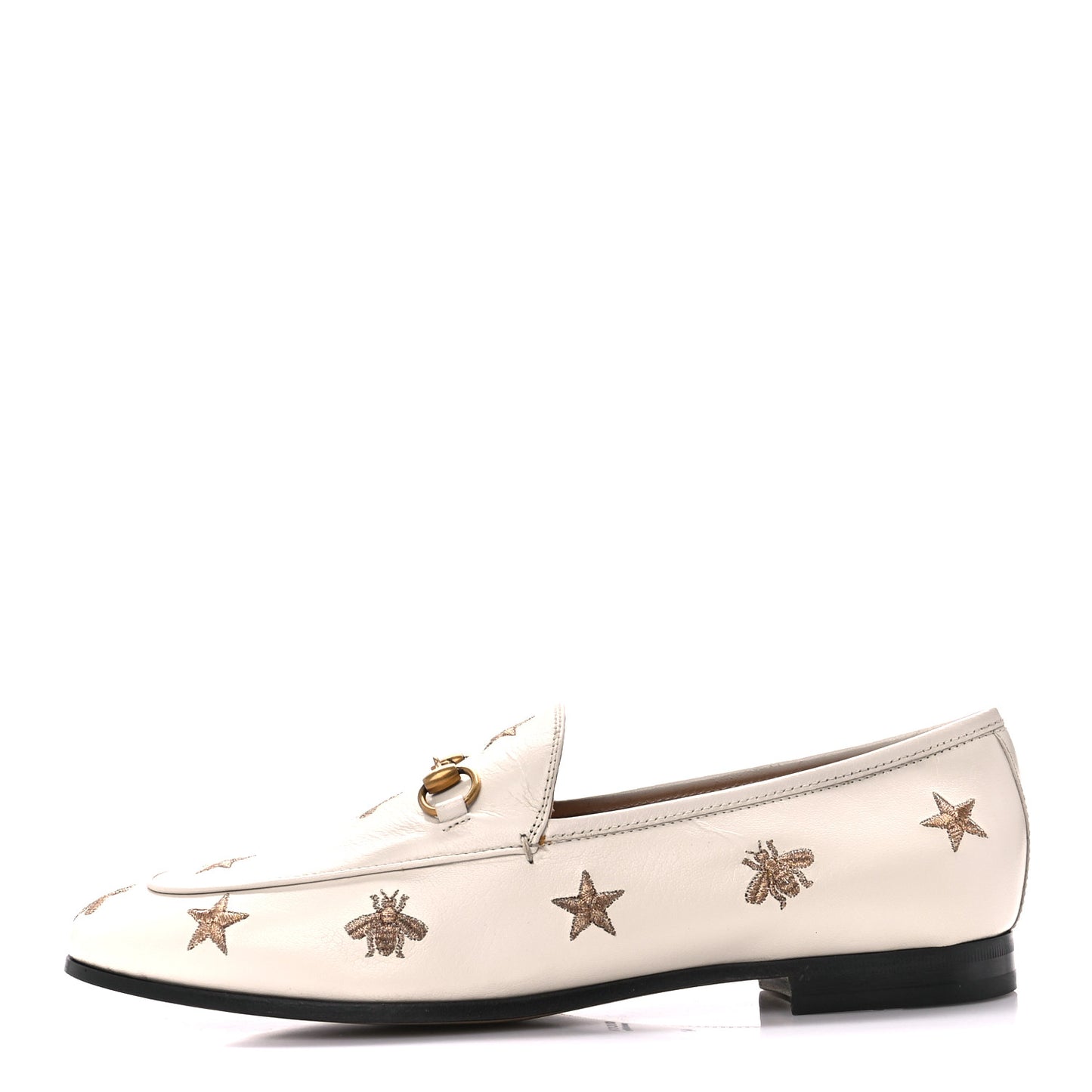 Goatskin Bee Star Embroidered Womens Jordaan Loafers 41 Mystic White