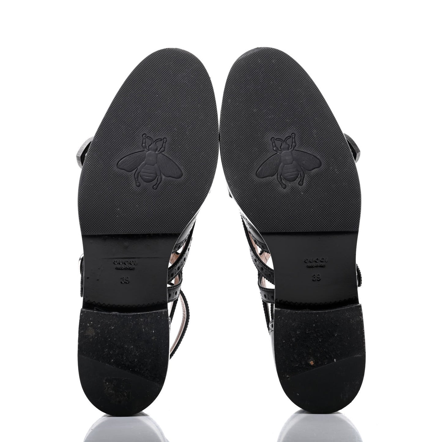 Calfskin Bee Embroidered Womens Queercore Brogue Wingtip Monk Strap Loafers 39 Black