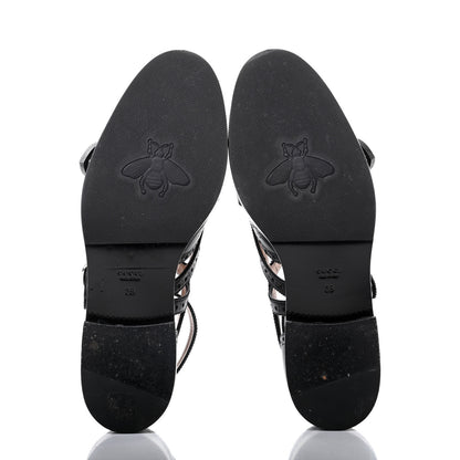 Gucci Calfskin Bee Embroidered Womens Queercore Brogue Wingtip Monk Strap Loafers 39 Black 7 of 13