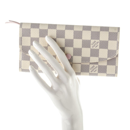 Louis Vuitton Damier Azur Emilie Wallet Rose Ballerine 2 of 7
