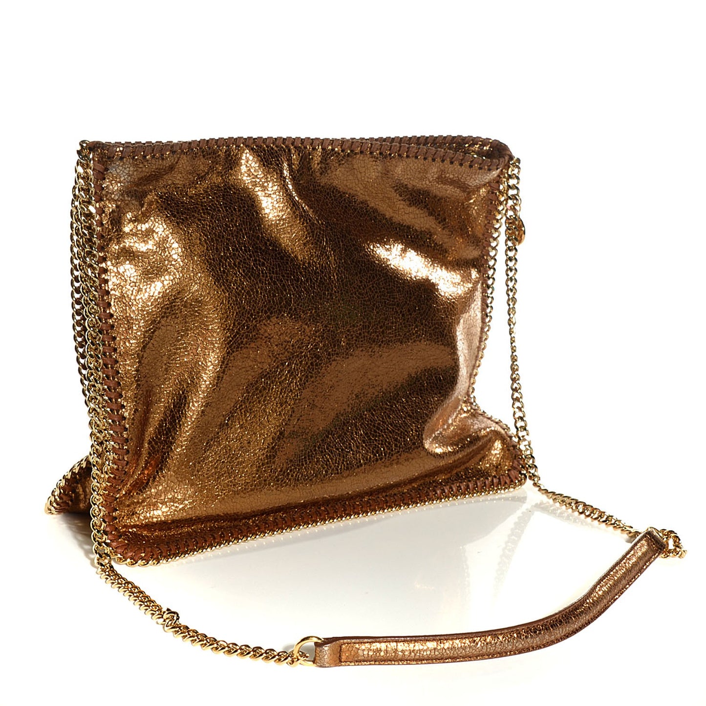 Crackled Metallic Large Falabella Crossbody Bag Bronze