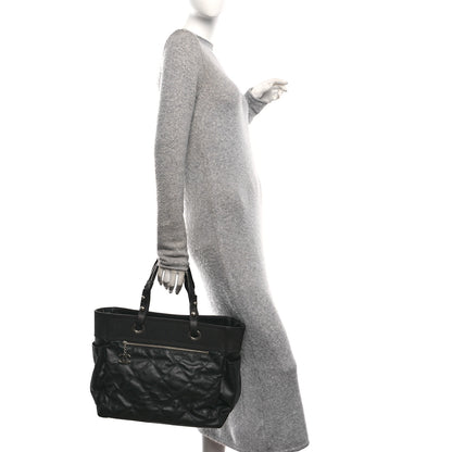 Chanel Coated Canvas Quilted Large Paris Biarritz Tote Black 2 of 14