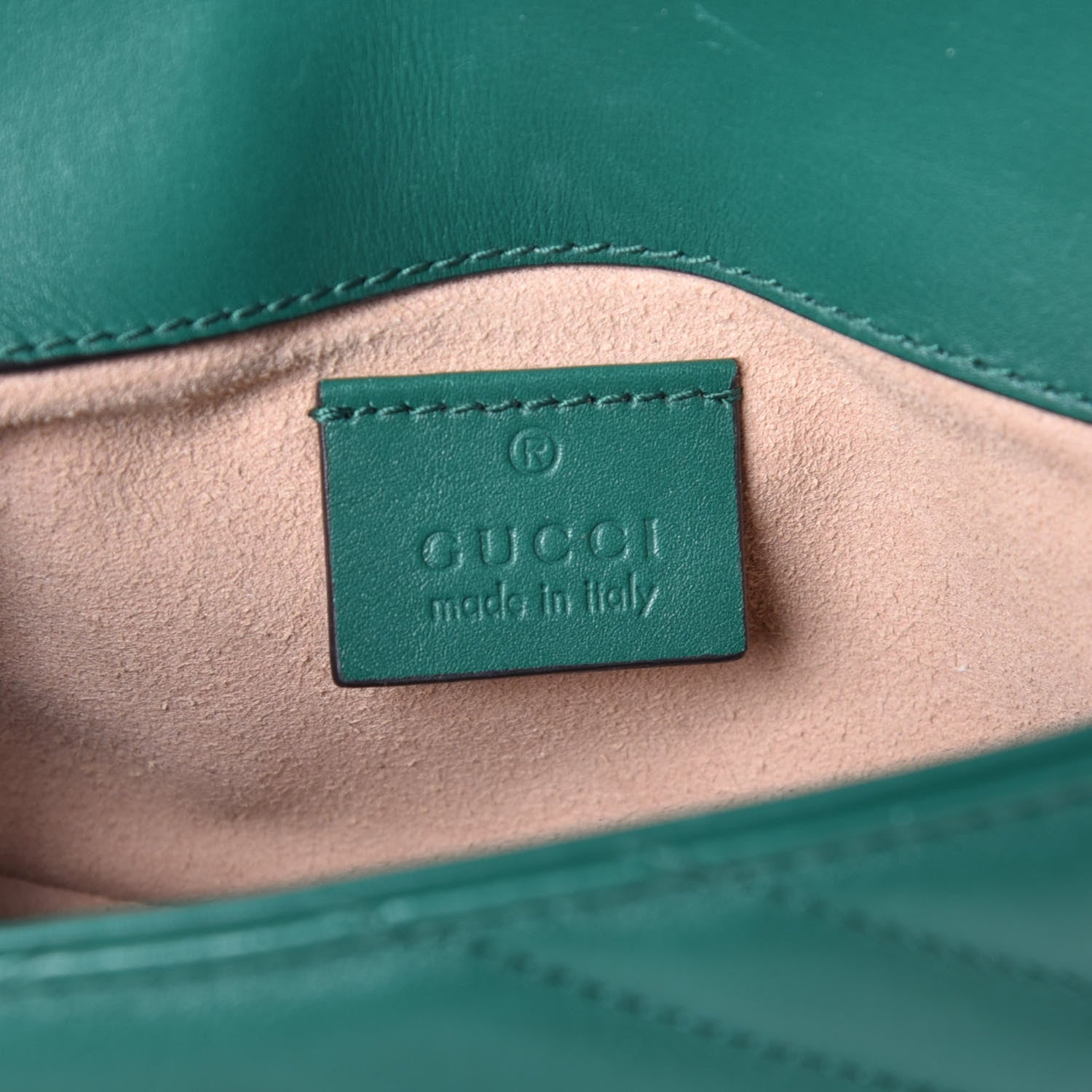 Gucci Calfskin Matelasse Super Mini GG Marmont Shoulder Bag Emerald Green 6 of 9