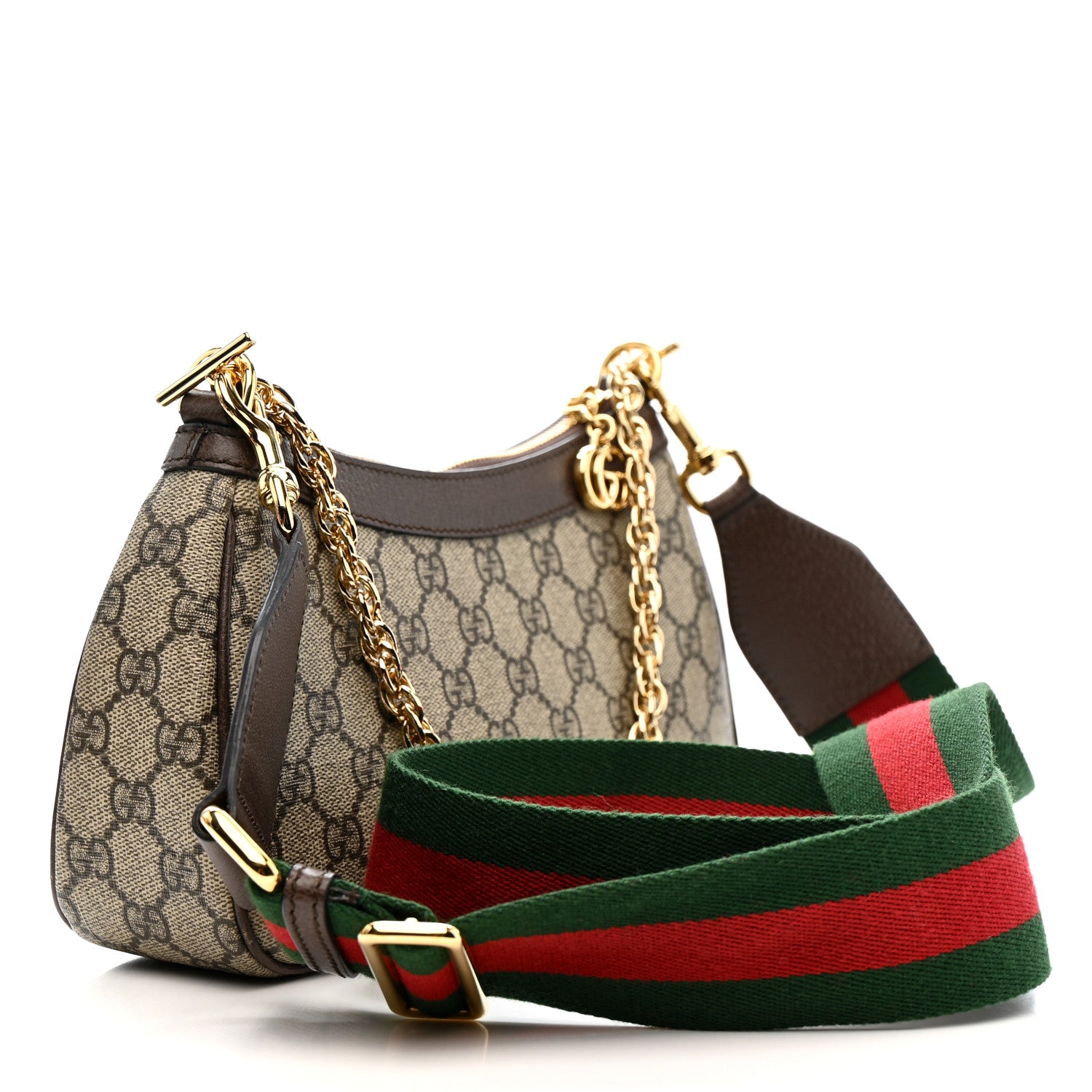 Gucci GG Supreme Monogram Textured Dollar Calfskin Web Small Ophidia GG Handbag Beige Ebony New Acero 3 of 12