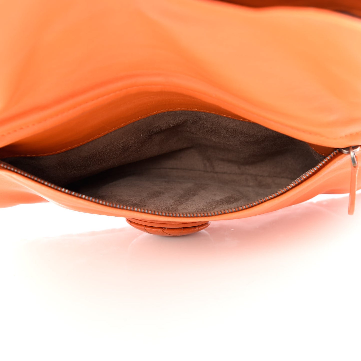 Nappa Intrecciato Turnlock Clutch Tangerine