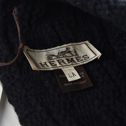 Hermes Cashmere Mens Beanie Hat L Marine 5 of 5