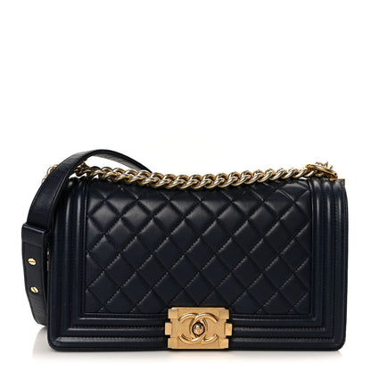 Chanel Lambskin Quilted Medium Boy Flap Dark Navy 1 of 10