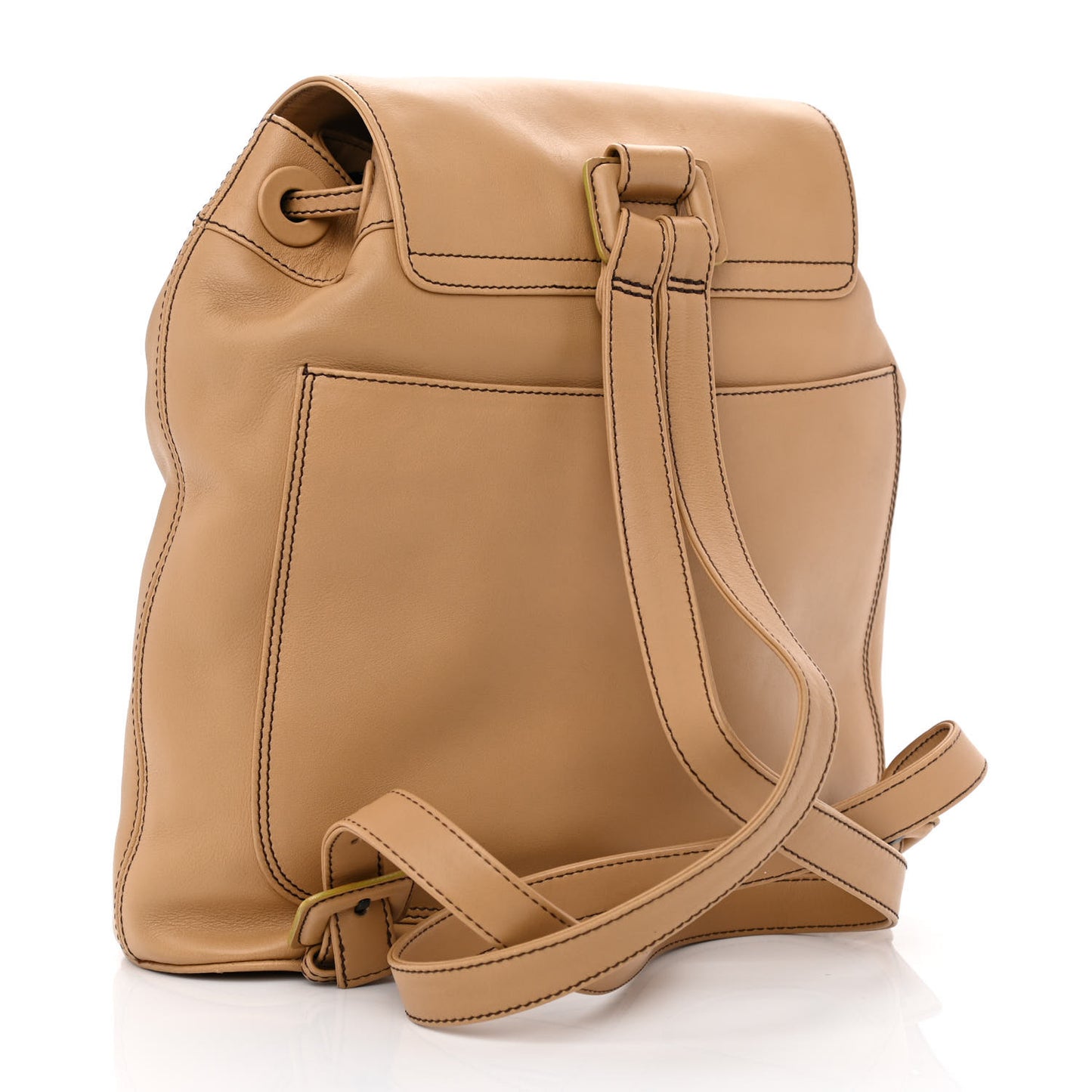 Lambskin CC Drawstring Backpack Beige