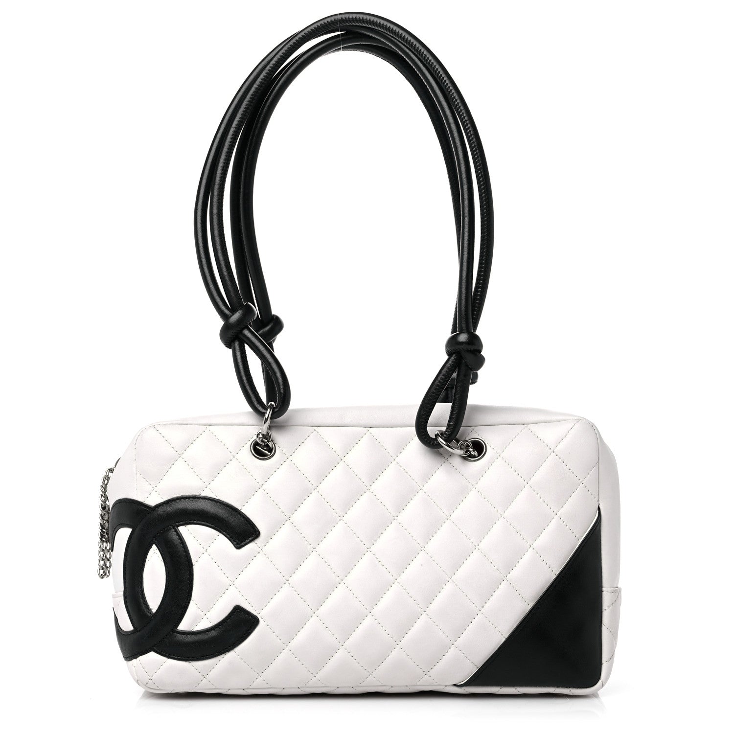 Chanel Calfskin Quilted Large Cambon Bowler White Black 1 of 18