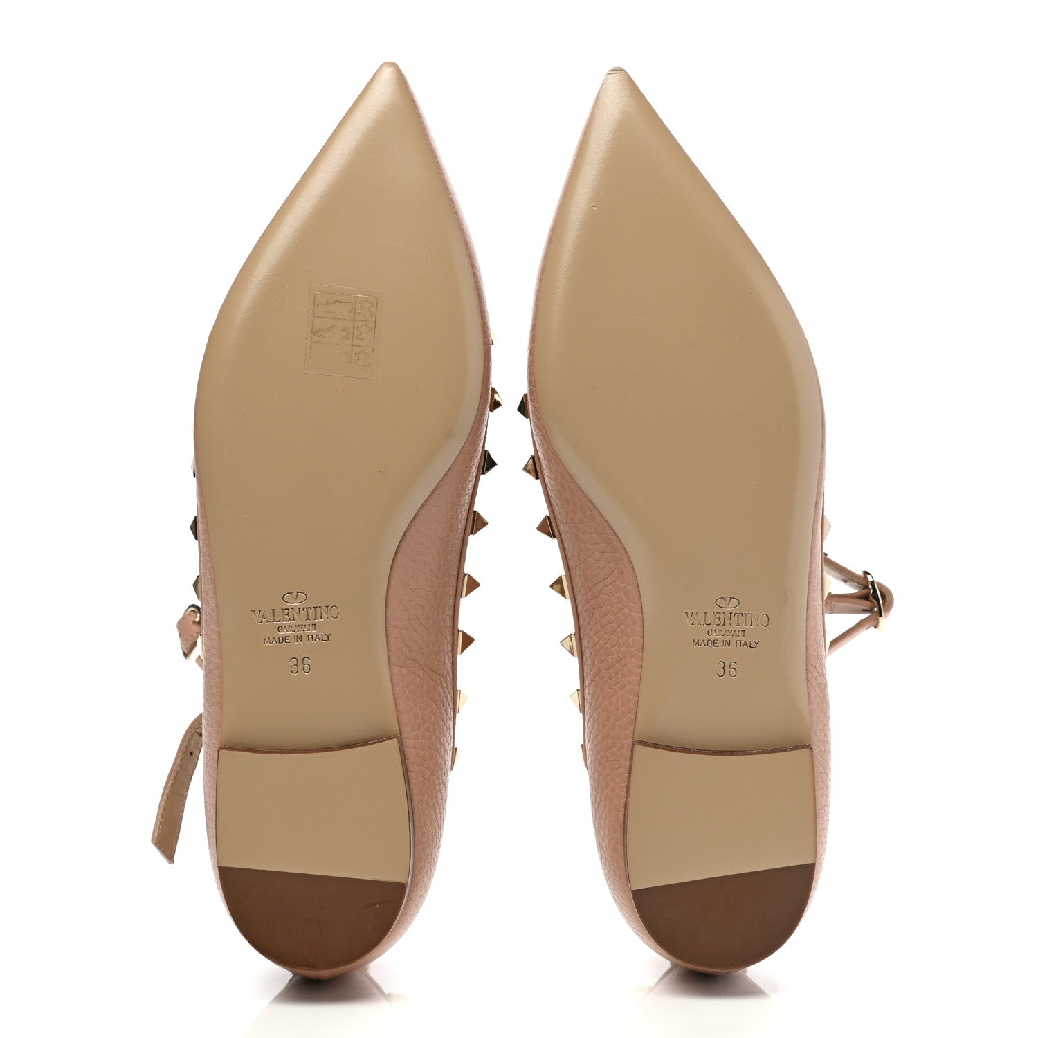 Valentino Garavani Pebbled Calfskin Rockstud Cage Ballerina Flats 36 Skin Sorbet 5 of 8