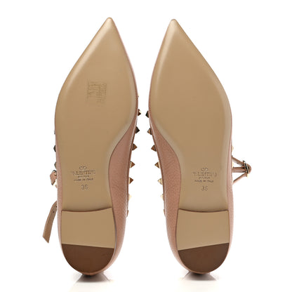 Valentino Garavani Pebbled Calfskin Rockstud Cage Ballerina Flats 36 Skin Sorbet 5 of 8