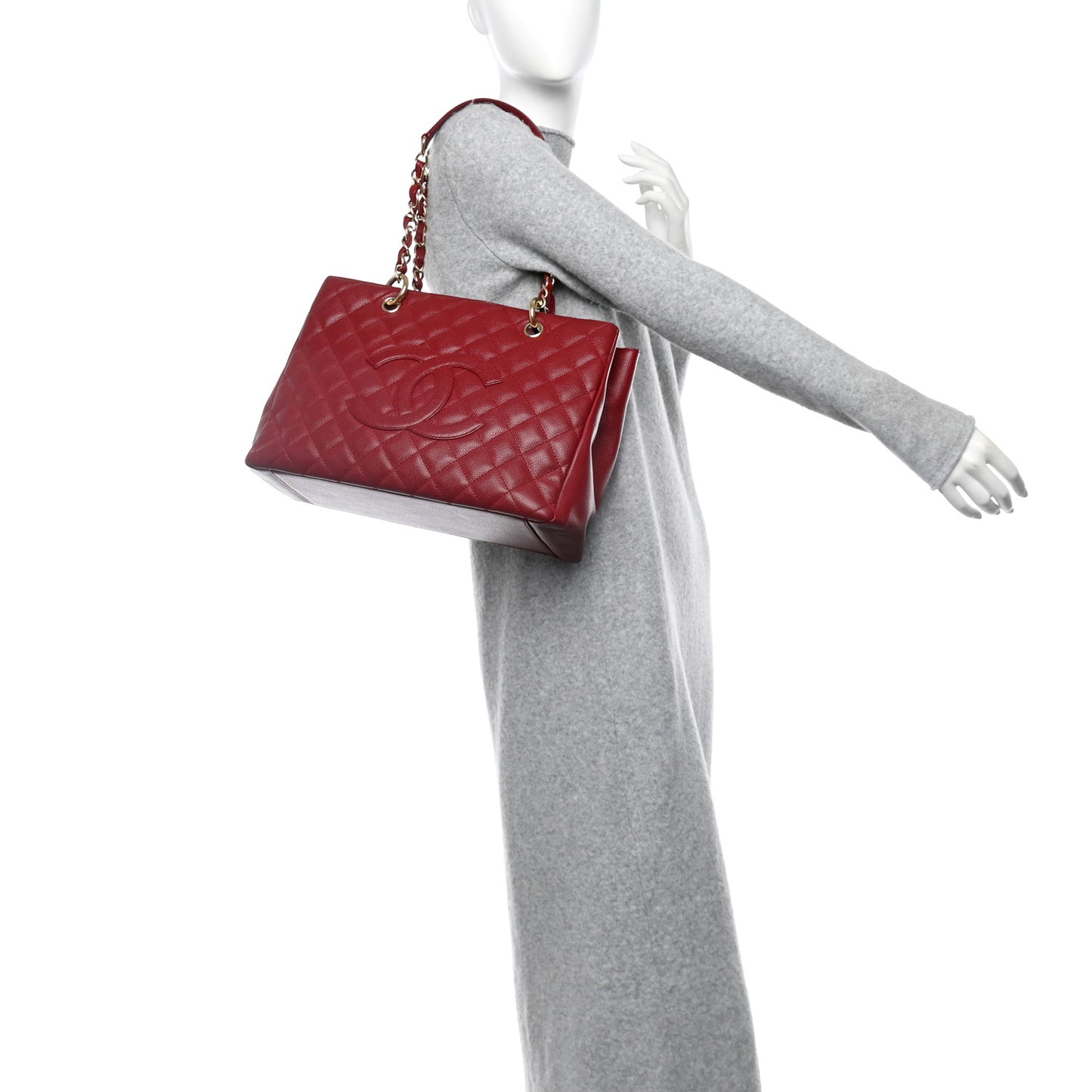 Caviar Quilted Grand Shopping Tote GST Red