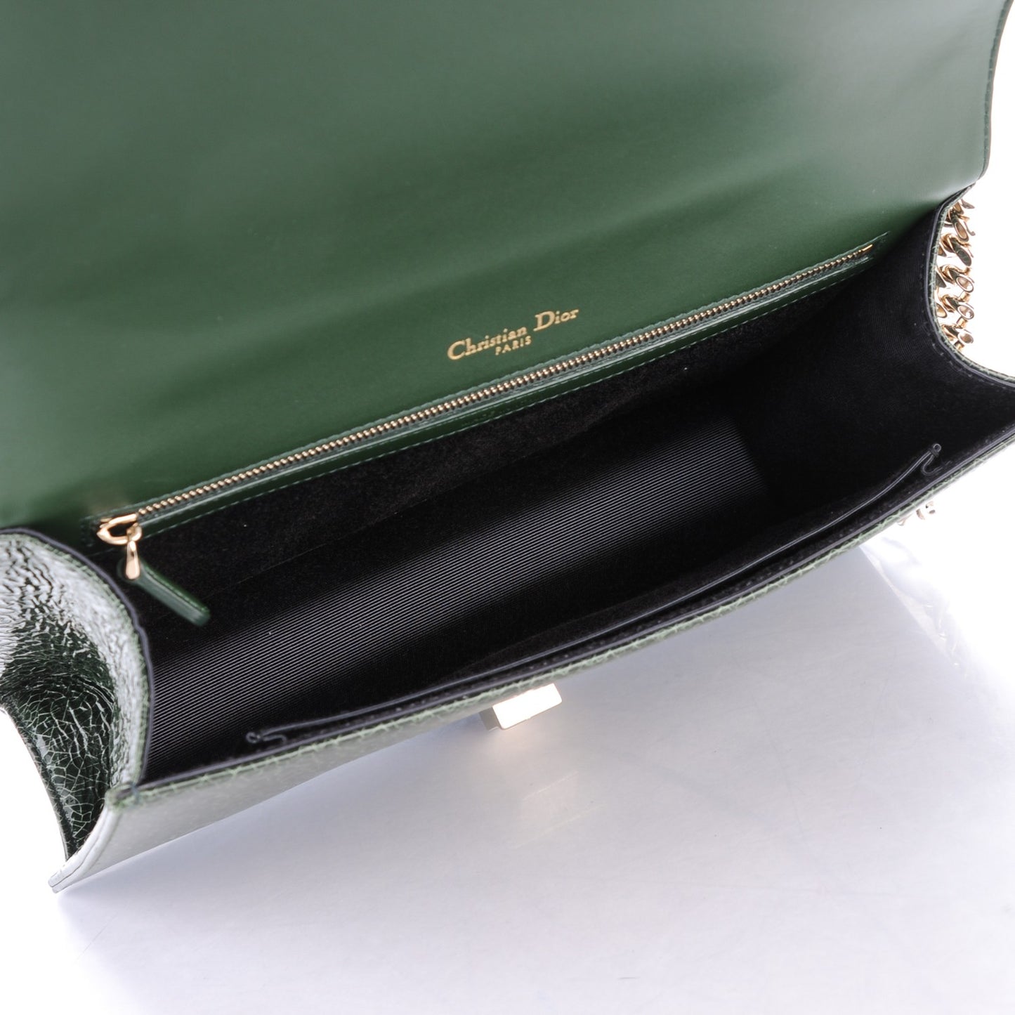 Ceramic Effect Deerskin Large Diorama Flap Bag Malachite Green