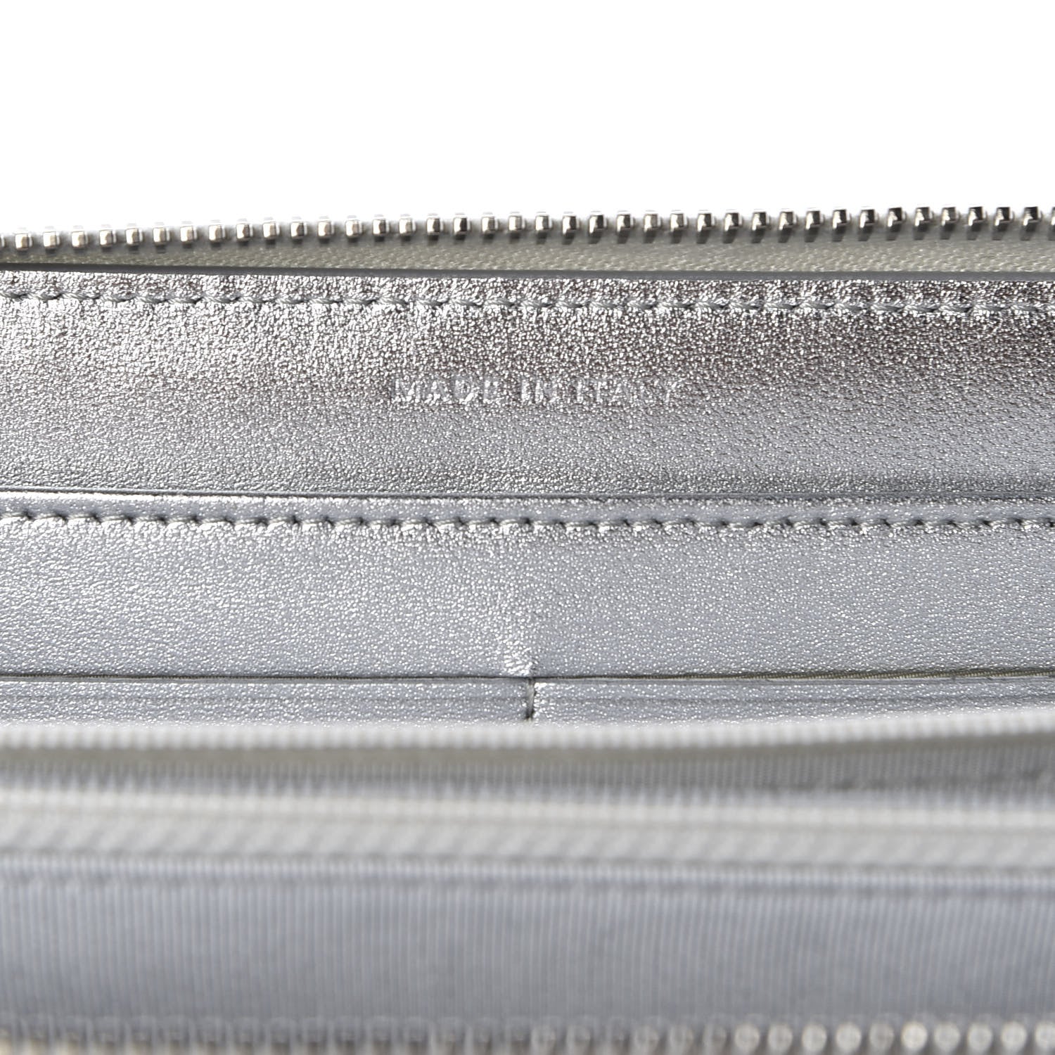 Chanel Metallic Lambskin Quilted Large Gusset Zip Around Wallet Silver 8 of 10