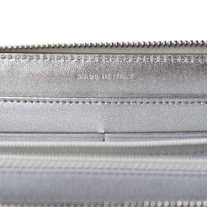 Chanel Metallic Lambskin Quilted Large Gusset Zip Around Wallet Silver 8 of 10