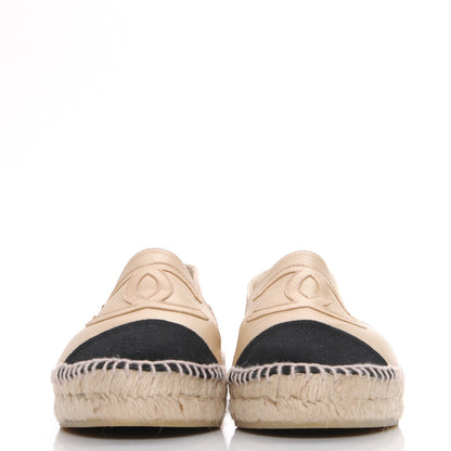 Chanel Lambskin CC Espadrilles 40 Beige Black 2 of 9