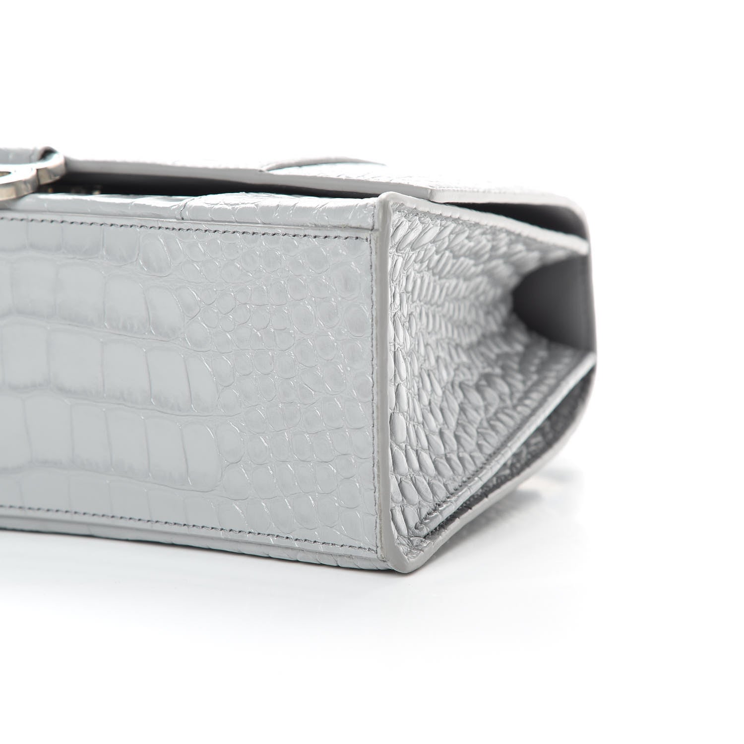 Balenciaga Shiny Calfskin Crocodile Embossed Medium Hourglass Top Handle Bag Balenciaga Grey 11 of 15