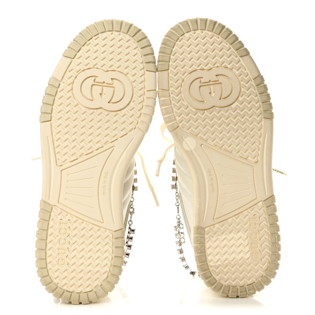 Gucci Calfskin Womens Re-Web Removable Crystal Sneakers 36 White 6 of 10