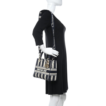 Christian Dior Canvas Medium D-Stripes Lady D-Lite Blue 2 of 11