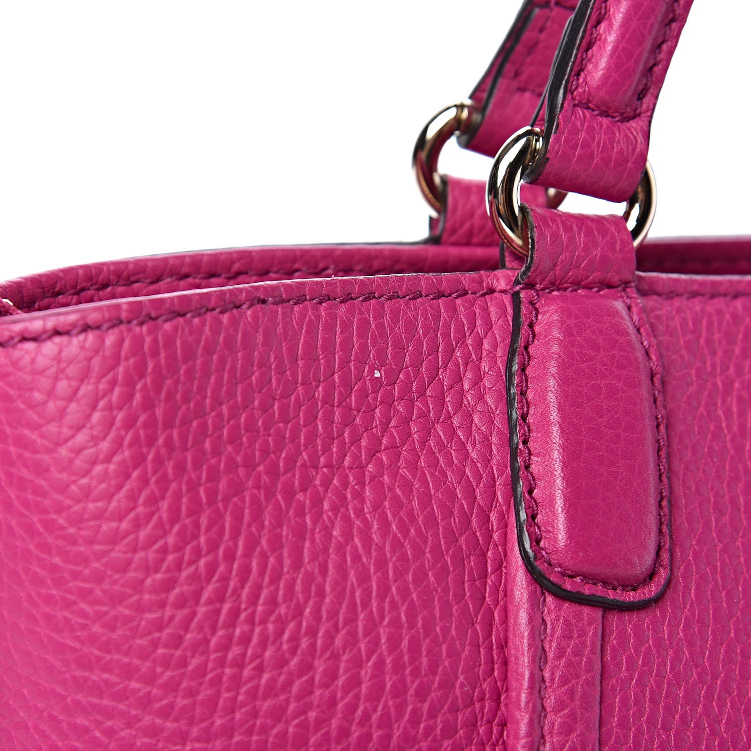 Gucci Pebbled Calfskin Small Soho Top Handle Bag Bright Bougainvillea 8 of 12