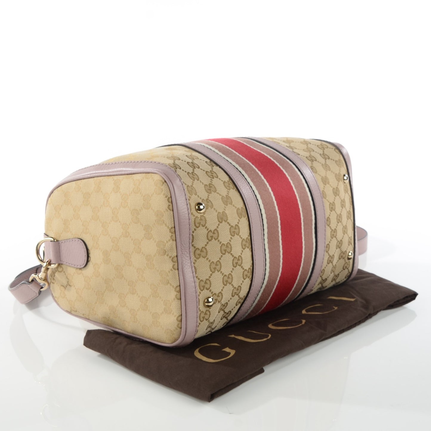 Monogram Selleria Calfskin Vintage Web Medium Boston New Sand Lilas