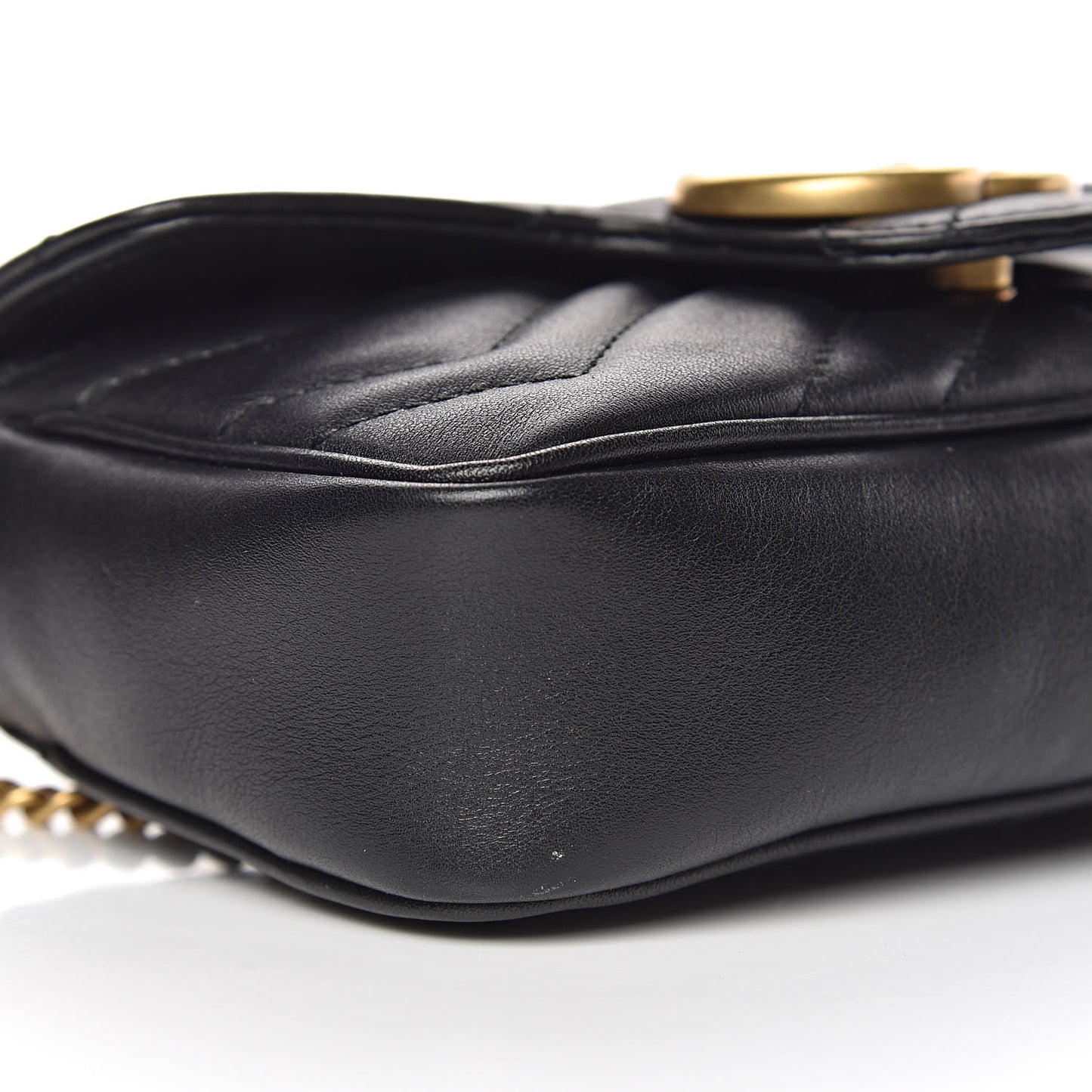 Calfskin Matelasse Super Mini GG Marmont Shoulder Bag Black