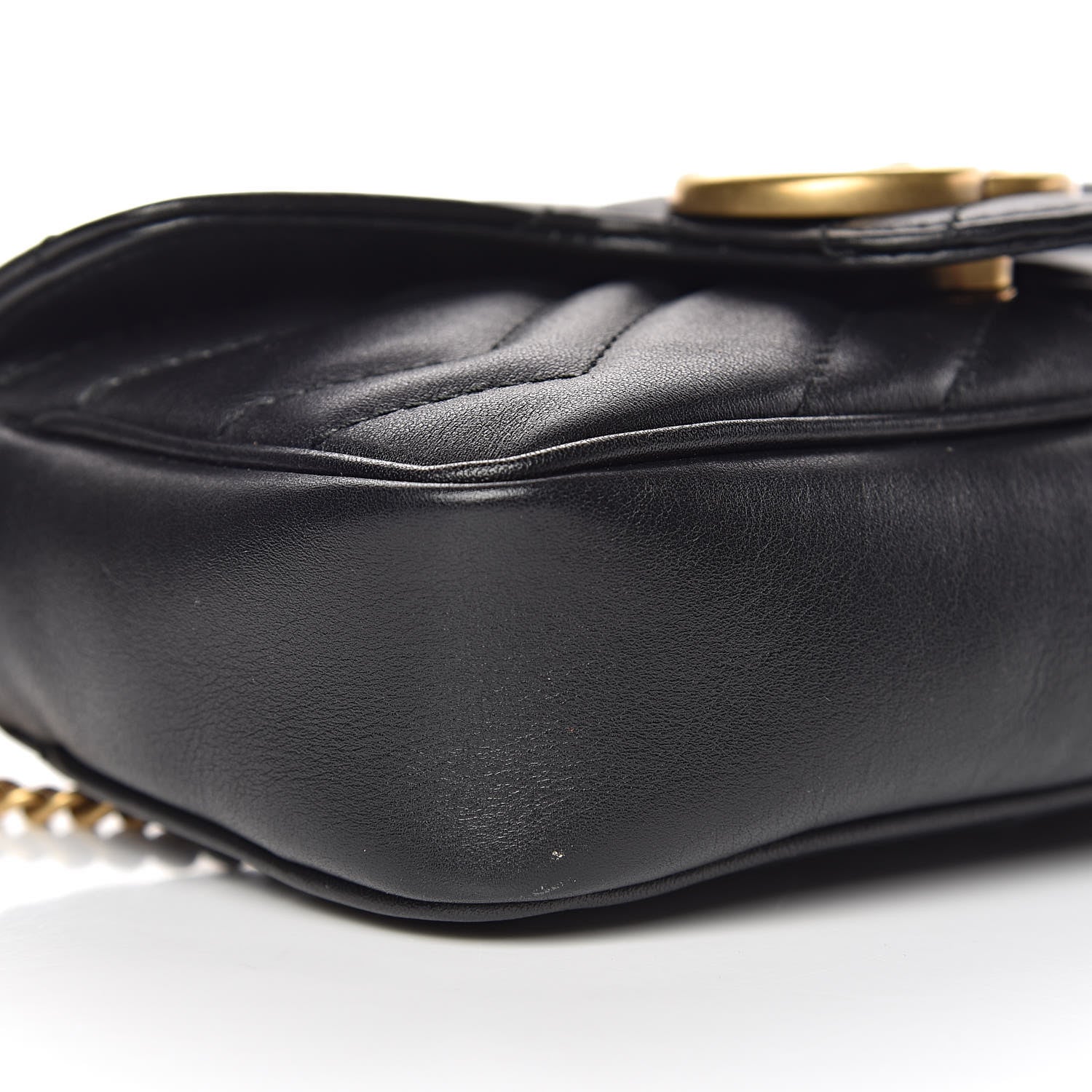 Gucci Calfskin Matelasse Super Mini GG Marmont Shoulder Bag Black 8 of 10