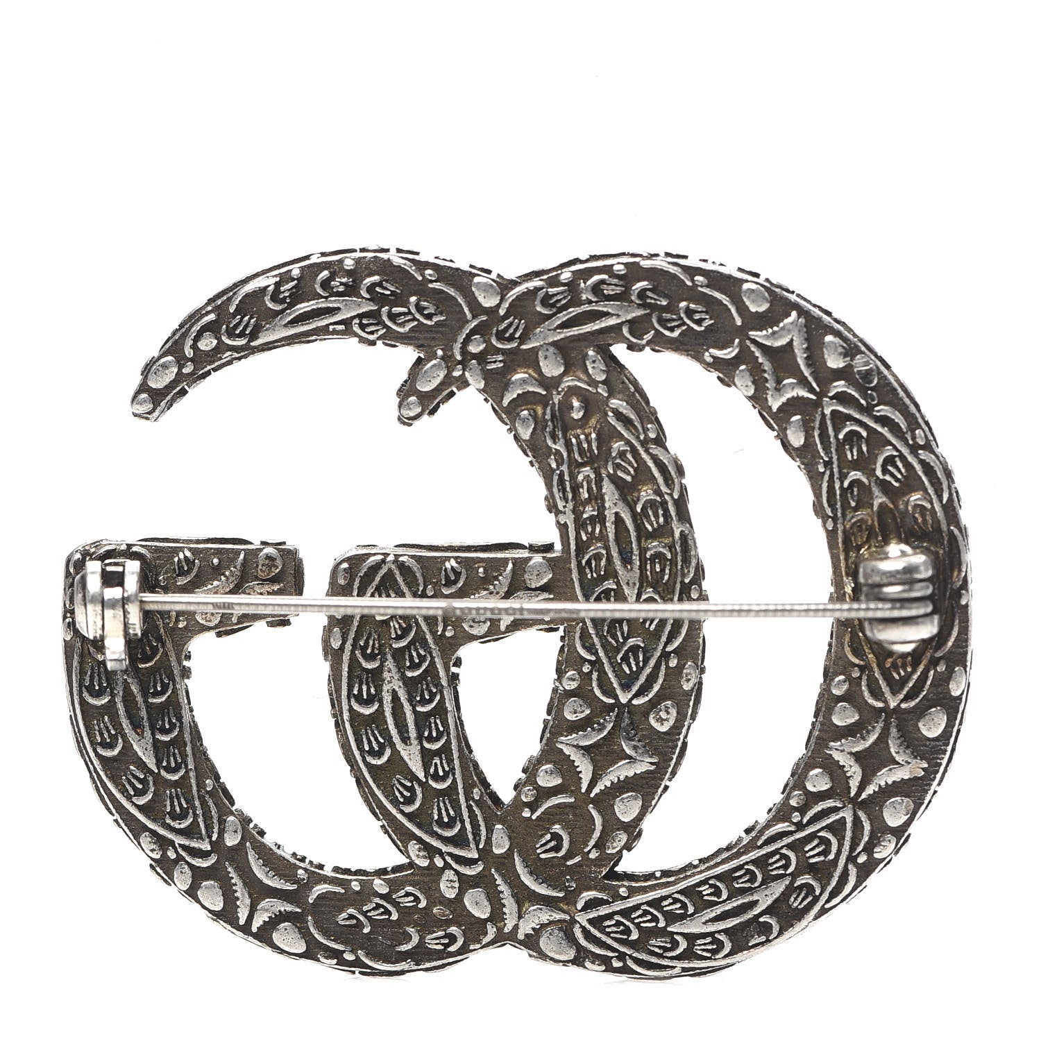 Gucci Sterling Silver Enamel GG Brooch Turquoise 3 of 5
