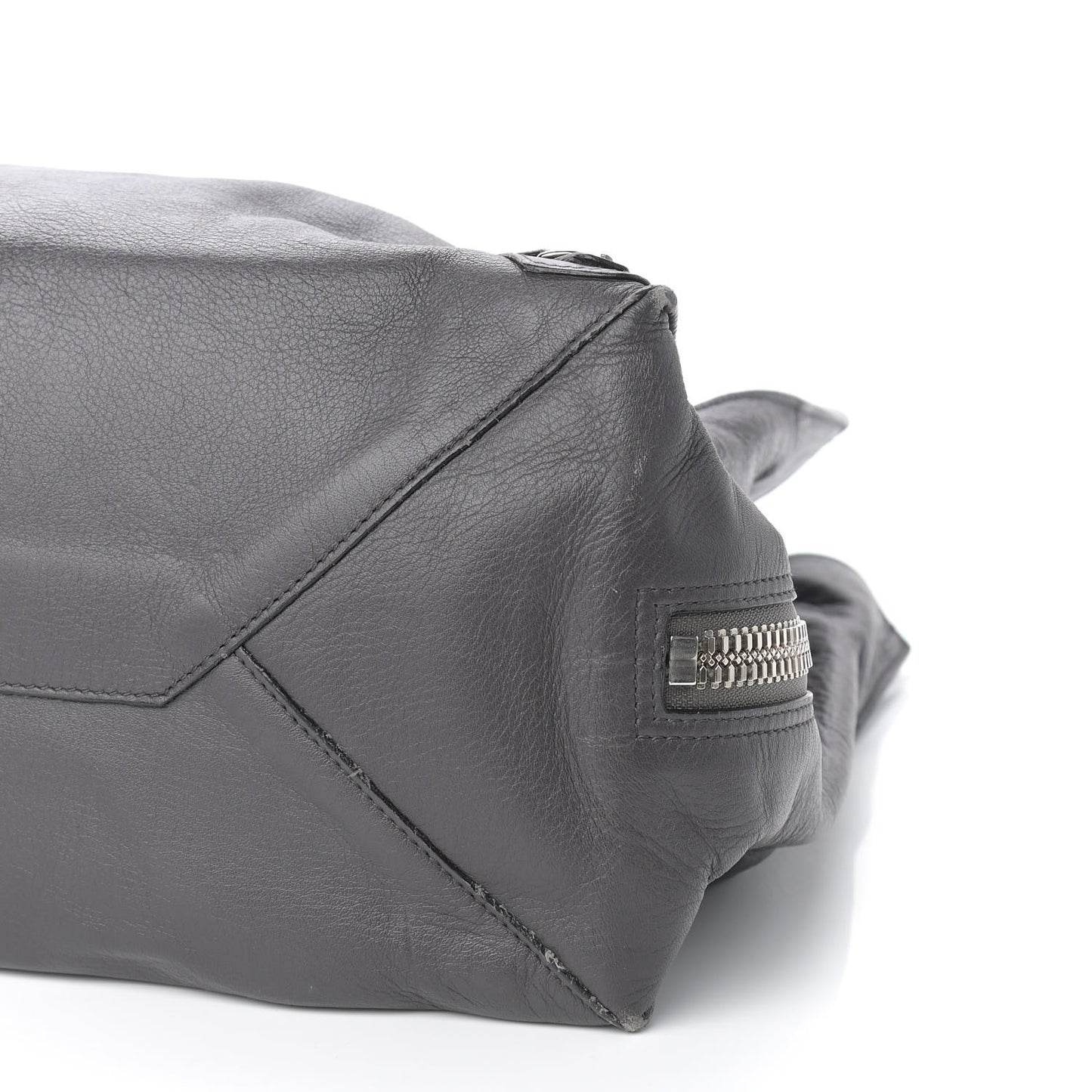 Veau Papier A4 Zip Around Tote Black Gris Fossile