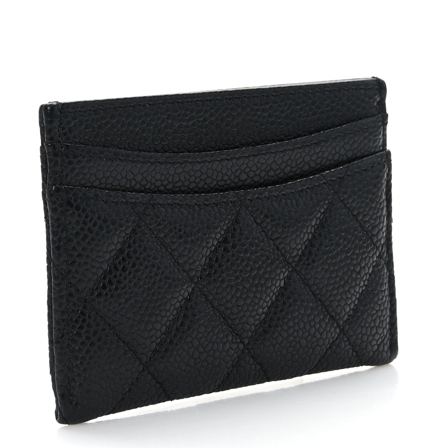 Caviar Quilted Card Holder Black