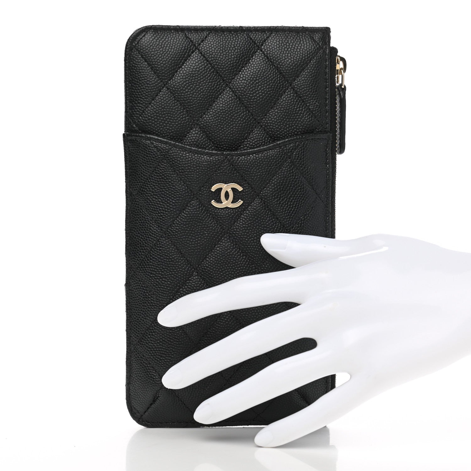 Chanel Caviar Quilted Classic Flat Wallet Pouch Black 2 of 8