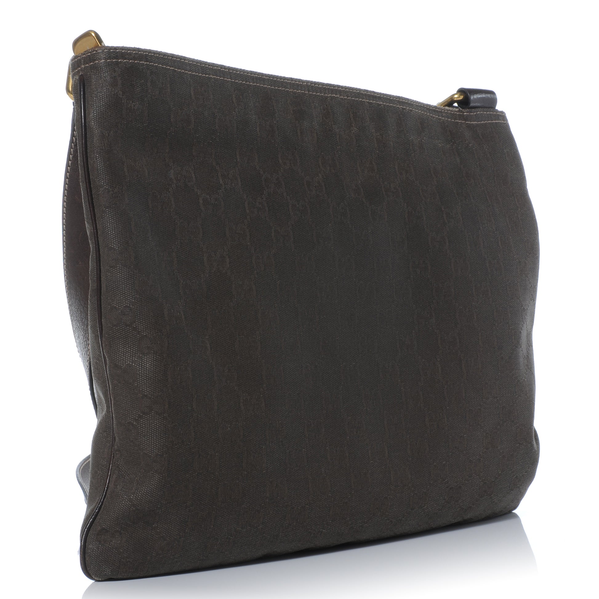Gucci Monogram Medium Flat Messenger Bag Dark Brown 3 of 9