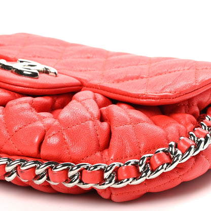 Chanel Washed Lambskin Quilted Mini Chain Around Messenger Red 10 of 12